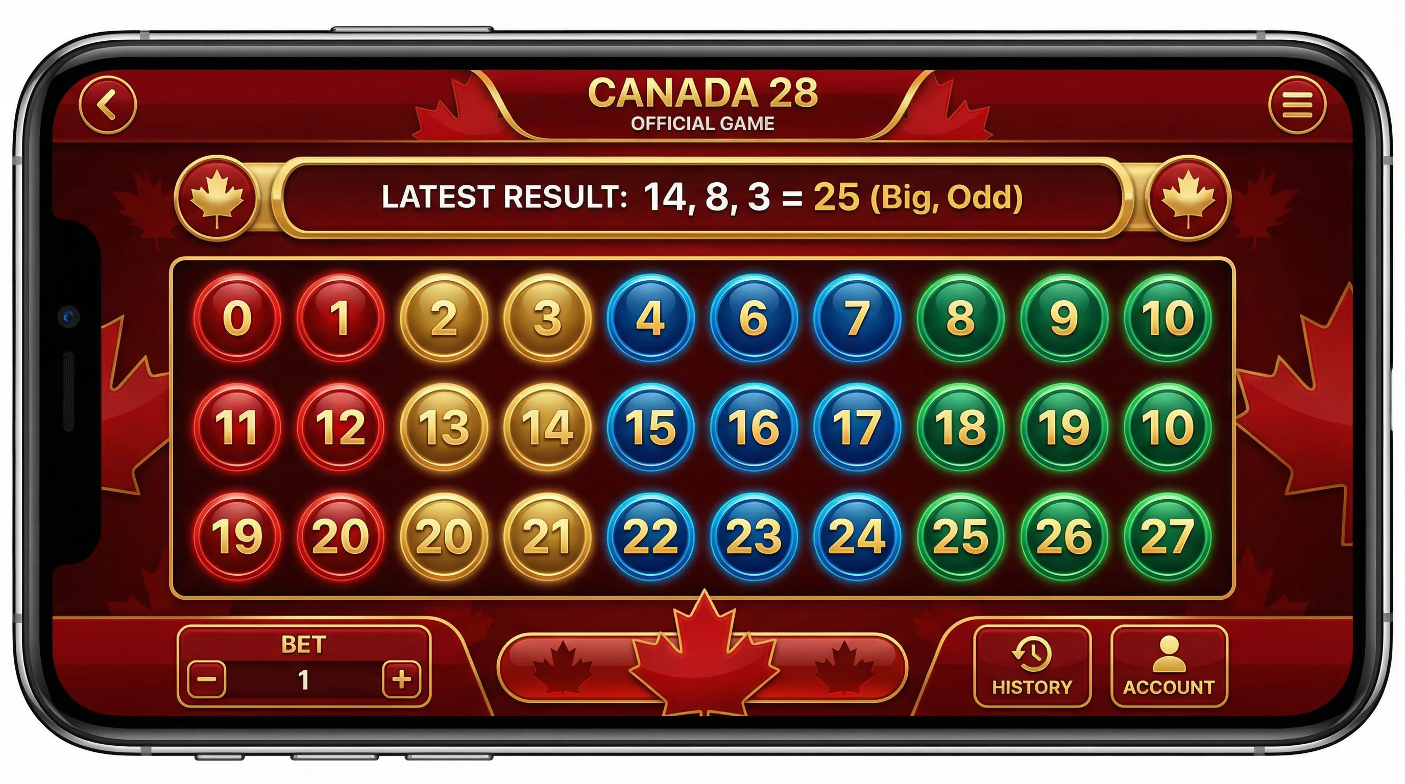 加拿大28彩票游戏界面展示